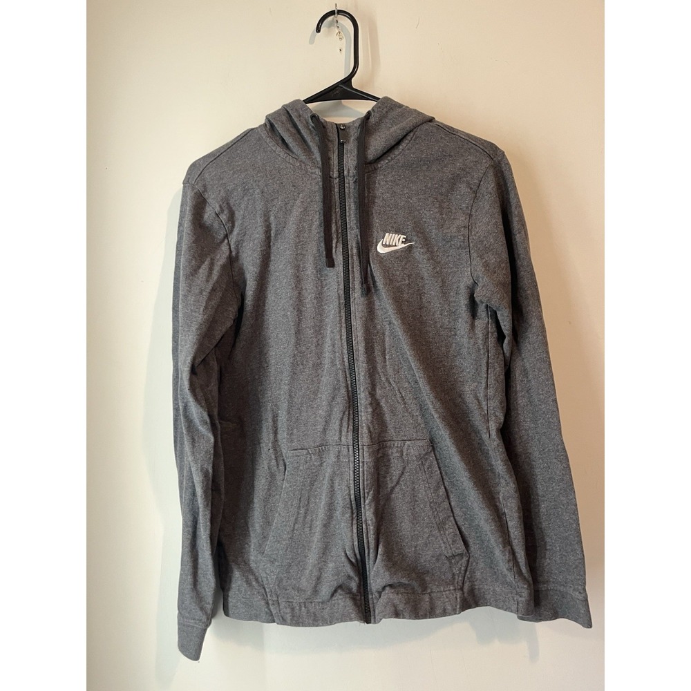 90s Nike Full Zip Hoodie Sweatshirt Mens Small Loose Fit Gray Embroidered Swoosh